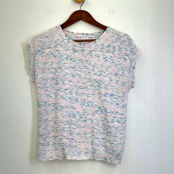 Vintage - Short Cap Sleeve Light Pastel Knitted Sweater Size Small - Picture 9 of 12